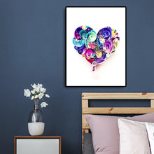 Charger l&#39;image dans la galerie, Coeur de fleur - diamant rond complet - 30x40cm
