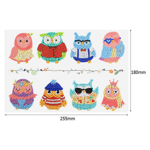 8pcs-Owl-Diamond Painting Autocollants