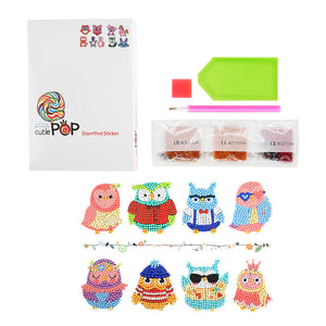 8pcs-Owl-Diamond Painting Autocollants