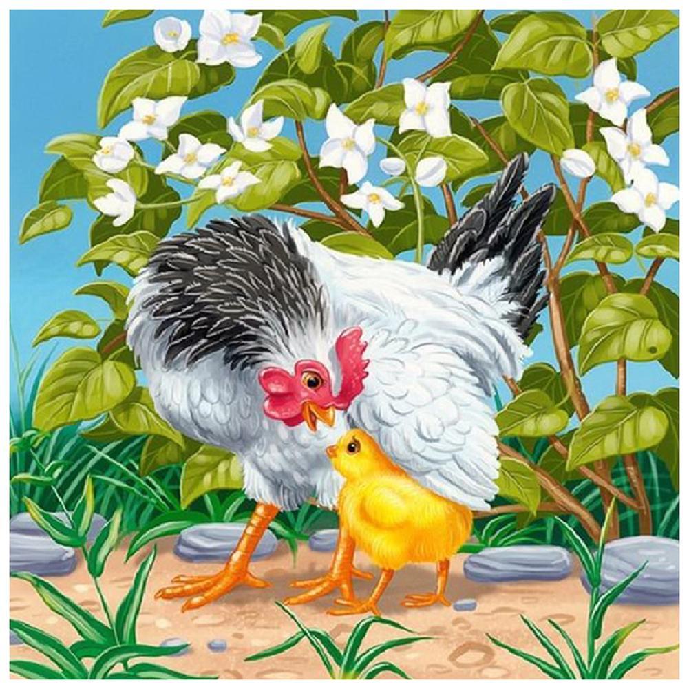 Poulet - diamant rond complet - 30x30cm