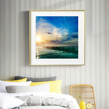 Charger l&#39;image dans la galerie, Coucher de soleil au bord de la mer - diamant rond complet - 30x30cm
