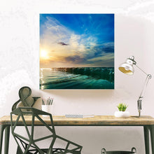 Charger l&#39;image dans la galerie, Coucher de soleil au bord de la mer - diamant rond complet - 30x30cm
