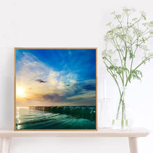Charger l&#39;image dans la galerie, Coucher de soleil au bord de la mer - diamant rond complet - 30x30cm
