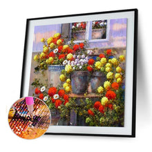 Charger l&#39;image dans la galerie, Fleurs en pot - diamant rond complet - 30x30cm
