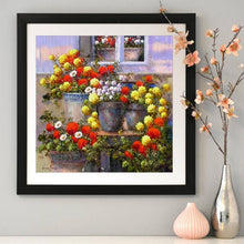 Charger l&#39;image dans la galerie, Fleurs en pot - diamant rond complet - 30x30cm
