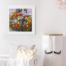 Charger l&#39;image dans la galerie, Fleurs en pot - diamant rond complet - 30x30cm
