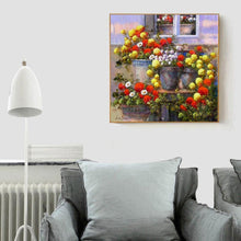 Charger l&#39;image dans la galerie, Fleurs en pot - diamant rond complet - 30x30cm
