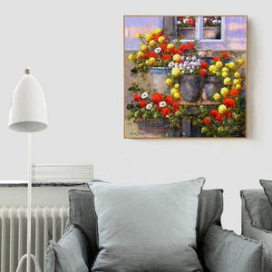 Fleurs en pot - diamant rond complet - 30x30cm