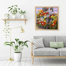 Charger l&#39;image dans la galerie, Fleurs en pot - diamant rond complet - 30x30cm
