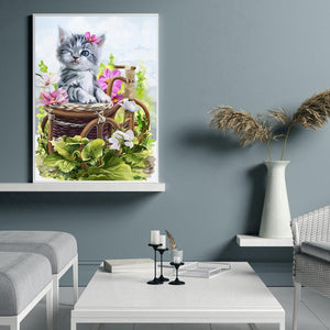 Chat - diamant rond complet - 30x40cm