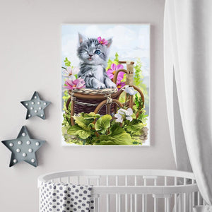 Chat - diamant rond complet - 30x40cm
