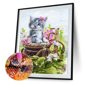 Chat - diamant rond complet - 30x40cm