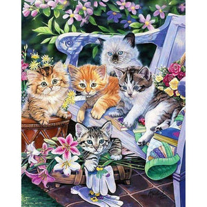 Chat - diamant rond complet - 30x40cm
