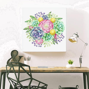 Plante succulente - diamant rond complet - 30x30cm