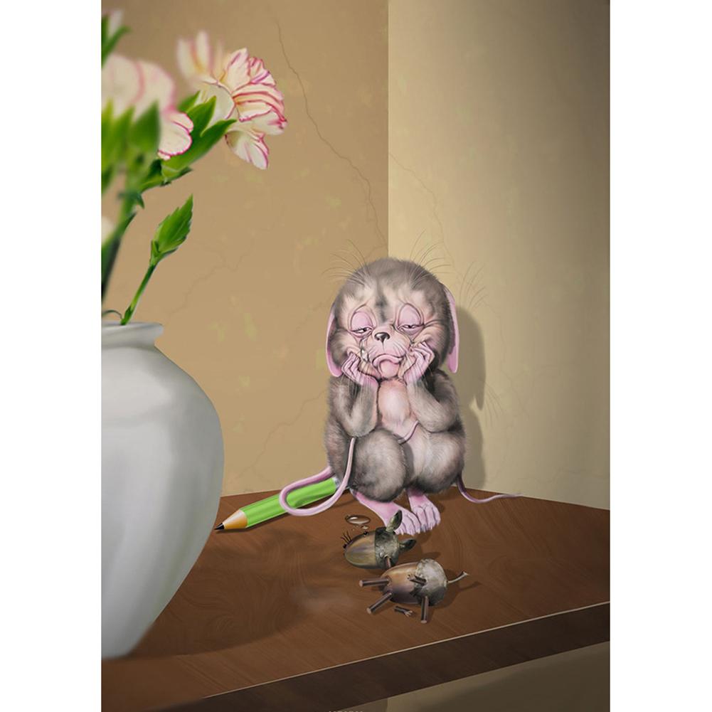 Animal de souris - diamant rond complet - 30x40cm