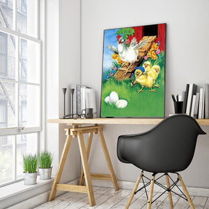 Poulet - diamant rond complet - 30x40cm