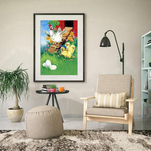 Poulet - diamant rond complet - 30x40cm