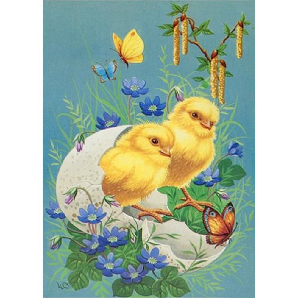 Poulet - diamant rond complet - 30x40cm