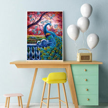 Charger l&#39;image dans la galerie, Paon - diamant rond complet - 30x40cm
