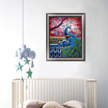 Charger l&#39;image dans la galerie, Paon - diamant rond complet - 30x40cm
