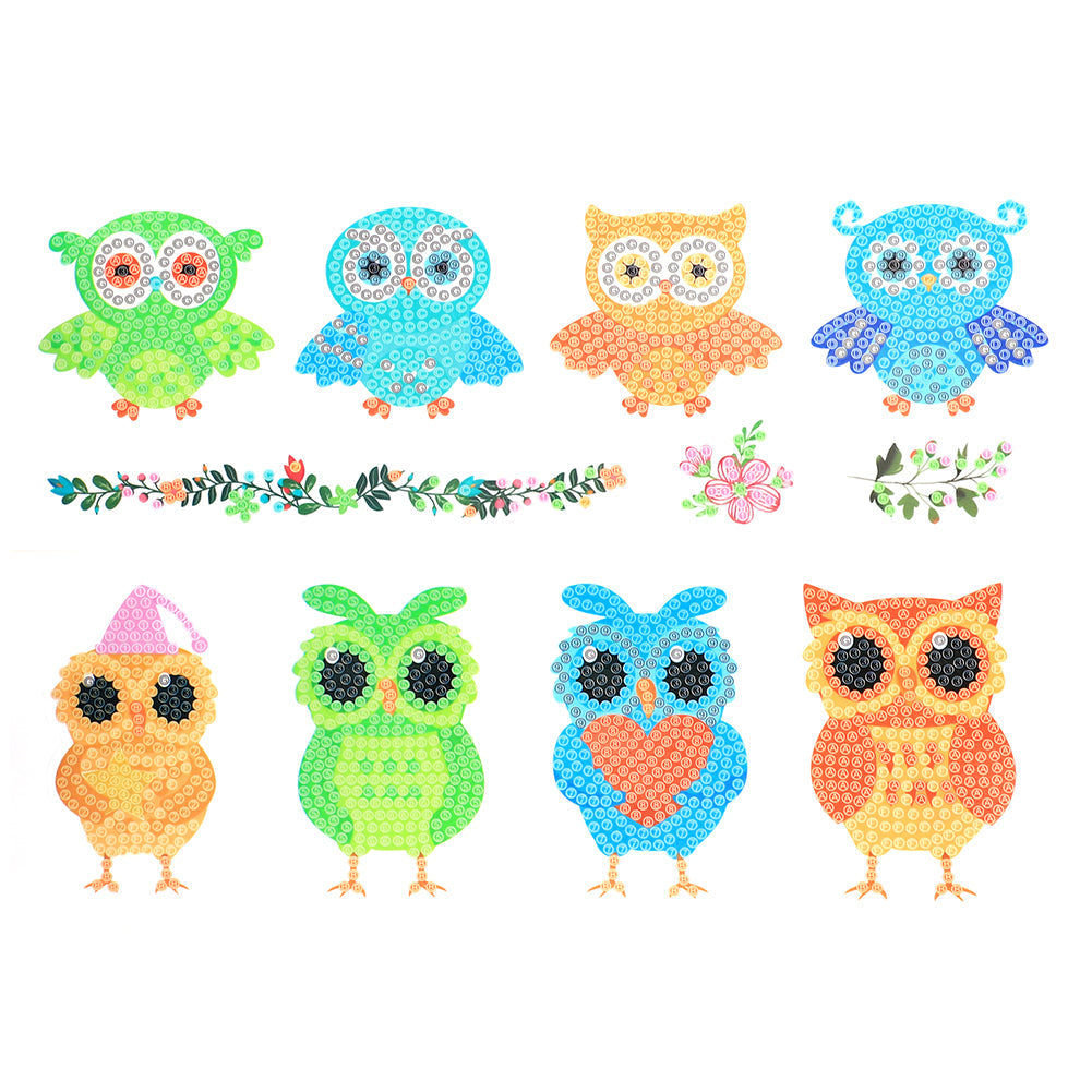 8pcs-Owl-Diamond Painting Autocollants