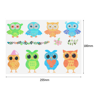 8pcs-Owl-Diamond Painting Autocollants
