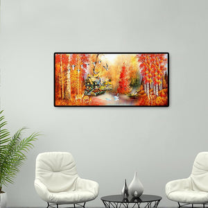 Feuilles d’érable d’automne - diamant rond complet - 100x50cm