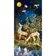 Charger l&#39;image dans la galerie, Cerf d’or - peinture complète de diamant - 85x45cm
