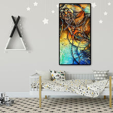 Charger l&#39;image dans la galerie, Design abstrait - peinture en diamant ronde - 85x45cm
