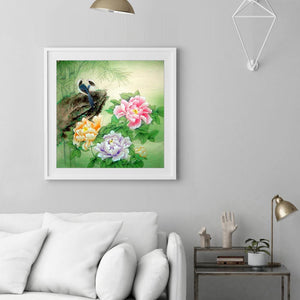 Pivoine pour - diamant rond complet - 30x30cm