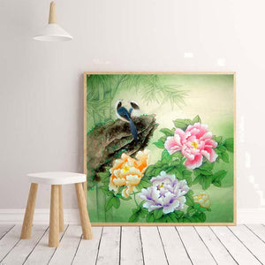 Pivoine pour - diamant rond complet - 30x30cm