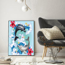 Charger l&#39;image dans la galerie, Ensembles de dauphins - diamant rond complet - 30x40cm
