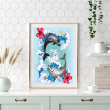 Charger l&#39;image dans la galerie, Ensembles de dauphins - diamant rond complet - 30x40cm
