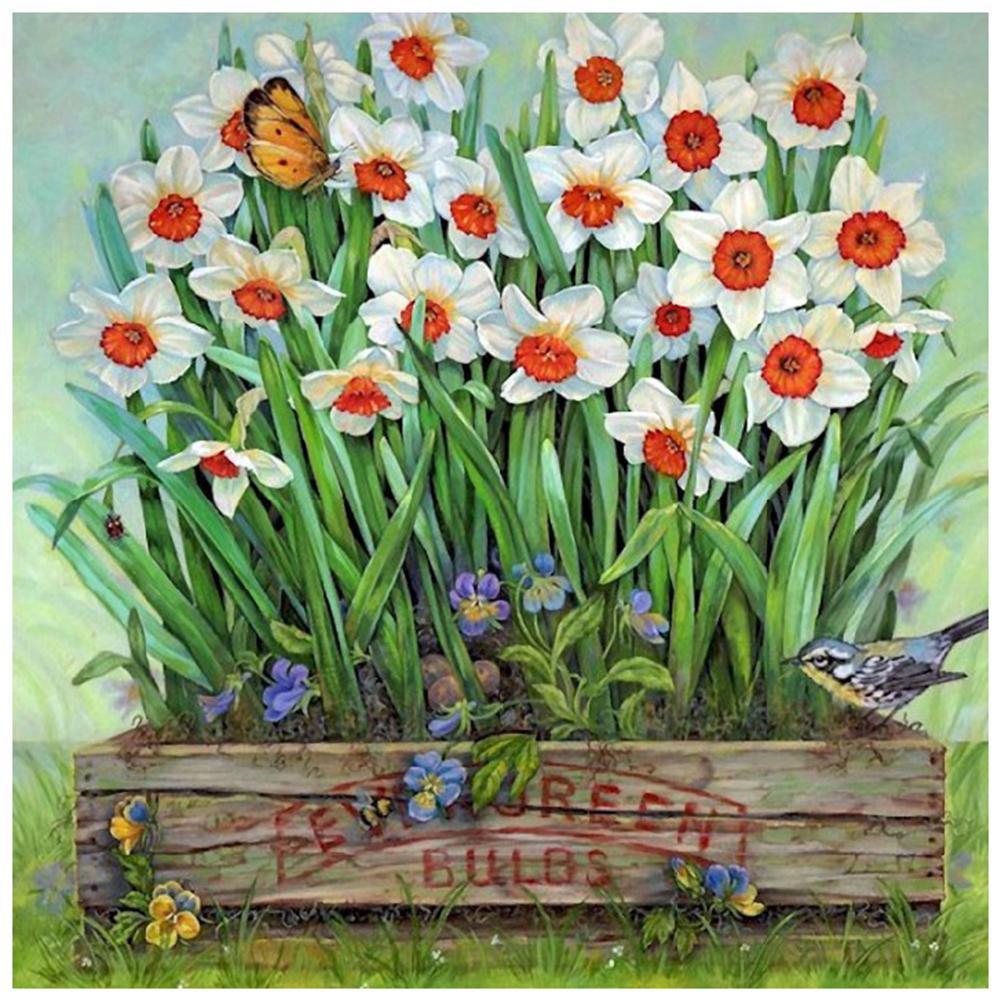 Chrysanthème - diamant rond complet - 30x30cm