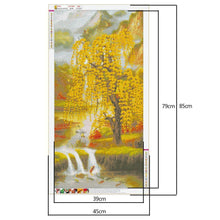 Charger l&#39;image dans la galerie, Rivière et arbre - peinture complète de diamant - 85x45cm
