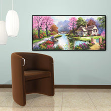 Charger l&#39;image dans la galerie, Paysage de village de printemps - diamant rond complet - 100x50cm
