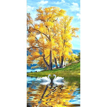 Charger l&#39;image dans la galerie, Lac des cygnes - diamant rond complet - 45x85cm
