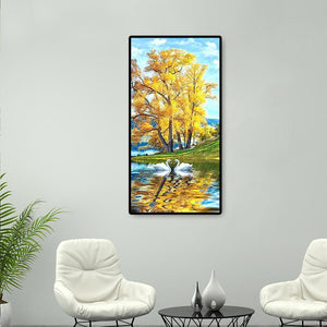 Lac des cygnes - diamant rond complet - 45x85cm