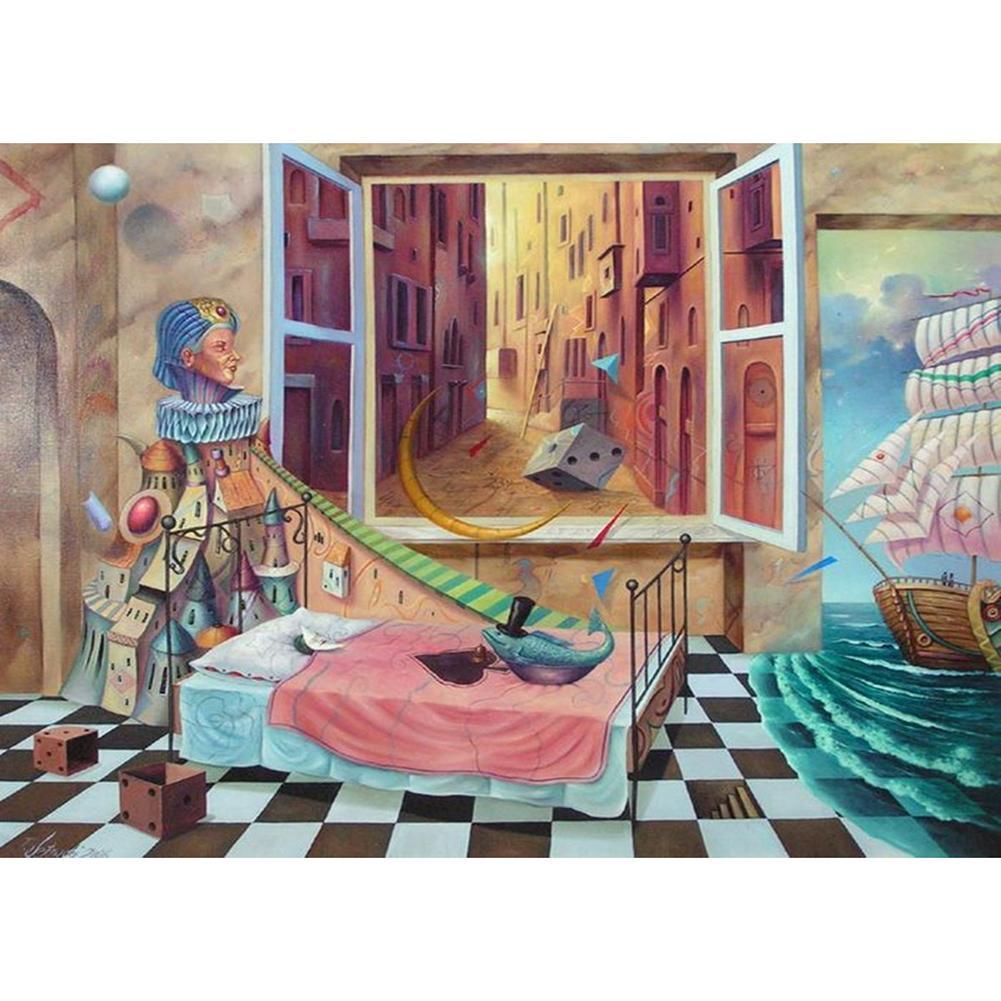 Salle de poupée - diamant rond complet - 30x40cm