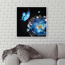 Charger l&#39;image dans la galerie, Papillon de fleur - diamant rond complet - 40x40cm
