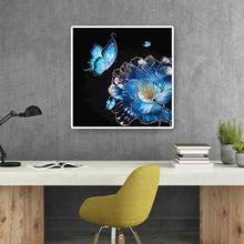 Charger l&#39;image dans la galerie, Papillon de fleur - diamant rond complet - 40x40cm
