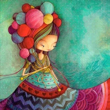Charger l&#39;image dans la galerie, Fille de dessin animé - diamant rond complet - 50x50cm
