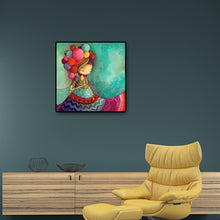 Charger l&#39;image dans la galerie, Fille de dessin animé - diamant rond complet - 50x50cm
