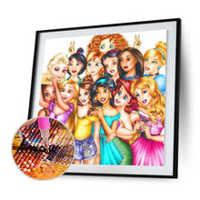 Charger l&#39;image dans la galerie, Princesses dessin animé - diamant rond complet - 50x50cm
