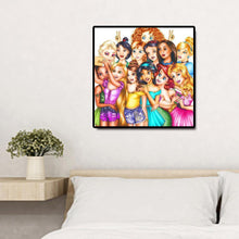 Charger l&#39;image dans la galerie, Princesses dessin animé - diamant rond complet - 50x50cm
