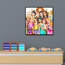 Charger l&#39;image dans la galerie, Princesses dessin animé - diamant rond complet - 50x50cm
