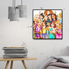 Charger l&#39;image dans la galerie, Princesses dessin animé - diamant rond complet - 50x50cm
