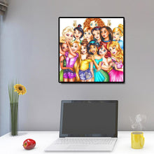 Charger l&#39;image dans la galerie, Princesses dessin animé - diamant rond complet - 50x50cm
