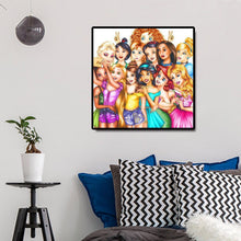 Charger l&#39;image dans la galerie, Princesses dessin animé - diamant rond complet - 50x50cm

