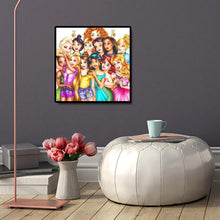 Charger l&#39;image dans la galerie, Princesses dessin animé - diamant rond complet - 50x50cm
